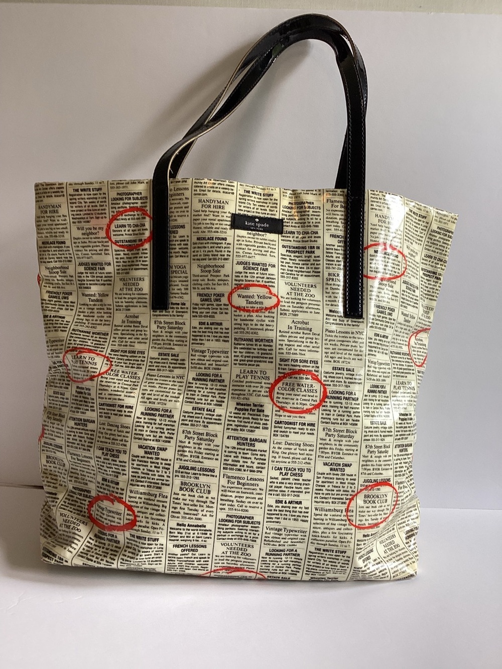 Kate Spade New York  Newsprint Canvas  Bonton Shopper Tote Bag Classified Ads